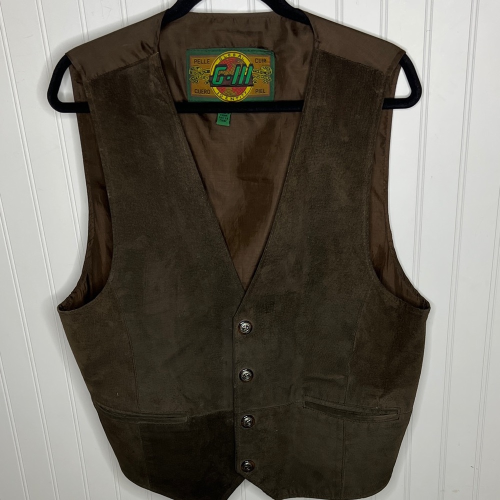 Men's G-111 Brown Suede Vest Size Large